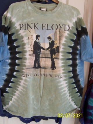Vintage Liquid Blue Pink Floyd Wish You Were Here Sz Xl Tie Dye T - Shirt