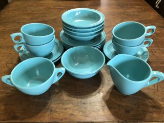 19 Vintage Prolon Melamine Dinnerware Turquoise Blue Plates,  Bowls,  Cups,  More