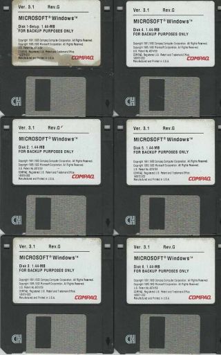 Ithistory (1993) Ibm Software:microsoft Windows 3.  1 Rev G (compaq) 9 X 3.  5 "