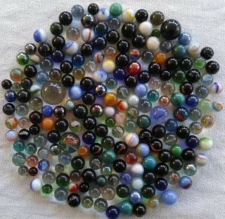 200,  Vintage Glass Marbles - - Confetti/swirl/cat 
