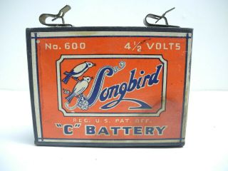 Old Vintage Songbird " C " Radio Battery No.  600 Made In Usa For Display
