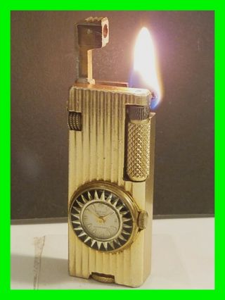 Vintage Torvic De Luxe Combo Swiss Watch / Petrol Lighter Both Very Htf