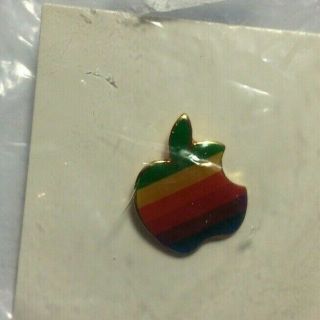 Apple Computer Rainbow Logo Lapel Pin Vintage 1980’s Made Usa Nib