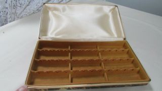 Vintage Mele Jewelry Box Goldtone.  Brown,  Black And Tan