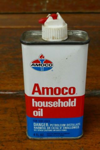 Vintage 1960s Amoco Household Oil 4oz Handy Oiler Oil Can - Full Nos