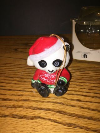 Vintage Critter Sitter Panda Christmas Ornament Union Wadding Company K Mart 3
