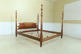51281EC: STICKLEY King Size Cherry Valley Poster Bed 5