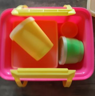 Vintage Tupperware Pack N Carry Lunch Box Large Set In Hot Pink 80 