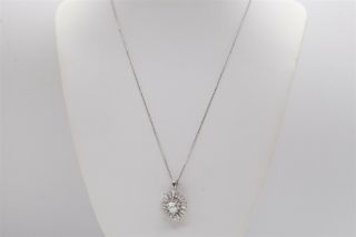 Antique $6000 3ct Vs H Pear Baguette Diamond Ballerina 14k White Gold Necklace
