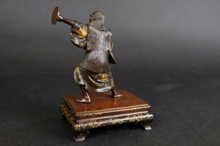 Quality Japanese miyao Bronze & Gilt figure on wood base,  19th century marked 3