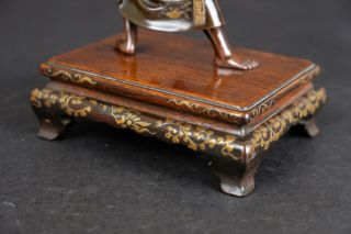 Quality Japanese miyao Bronze & Gilt figure on wood base,  19th century marked 5