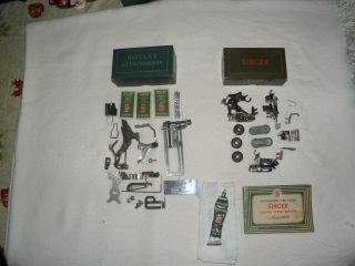 Vintage Singer Sewing Machine Attachments - Singer Motor Lube - Instruction Booklet