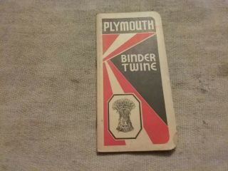 Vintage 1935 - 36 Plymouth Binder Twine Farm Equipment Pocket Ledger