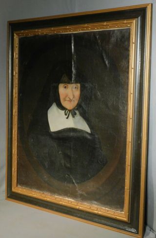 Antique Old Master 1663 Painting Portrait Older Woman 17th Century Dutch Flemish