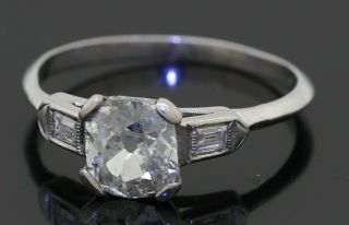 Antique Platinum 1.  45ctw Diamond Wedding/engagement Ring W/1.  35ct Ctr.  Size 6.  25