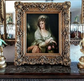 Antique Style Oil Painting Portrait Of A Woman Of Royalty Signed Framed O/c Art