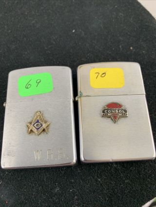 2 Vintage Zippo Lighters - 1970 Consol Energy & 1969 Masonic Emblem 2