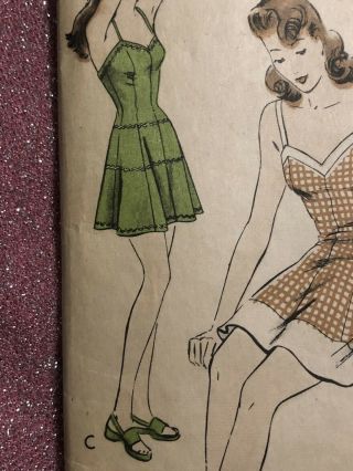 Vogue Pattern 9375 Vintage 1940s Bathing Suit Size 16 3