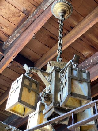 Vintage Bradley And Hubbard Monk Face Chandelier Arts And Craft Chandelier 4