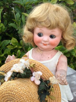Huge 13” Antique German Bisque Armand Marseille 323 Googly Doll Composition Body