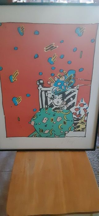 Hand Signed Max 1980 & Limited Edition 132/165 Peter Max " Lady In Green "