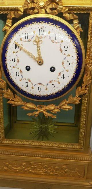 Large Raingo Freres Paris Ormolu Four Glass Crystal Regulator Mantle Clock 3