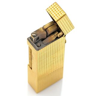 Vintage Dunhill Rollagas Gold Plated Checked Lighter 64.  0 X 23.  5 Mm
