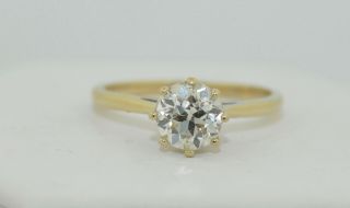 1 Carat Old European Cut Diamond Solitaire Ring 1900s Wedding Engagement
