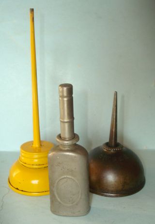 3 Vintage Oil Cans - Small,  One For Singer Sewing Machine,  (antique,  Old,  Thumb)