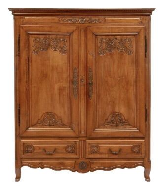 Large French Antique Walnut Louis Xv Armoire / Wardrobe Cabinet