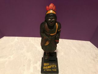 Cigar Store Indian Cast Iron Coin Bank " Old Honesty " 5¢ Hand Painted 13 " H A