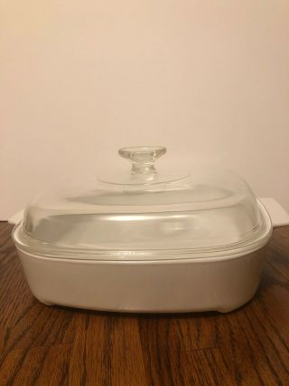 Vintage Corning Ware Just White Mw - A - 10 Casserole Dish With Lid White