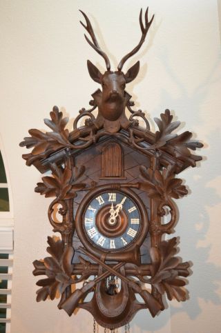 Antique German Black Forest Trumpeter Cuckoo Clock From The Early 1900 