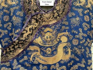 Antique Chinese Imperial Dragon Silk Robe With Gold Workmanship Qing Dynasty 4