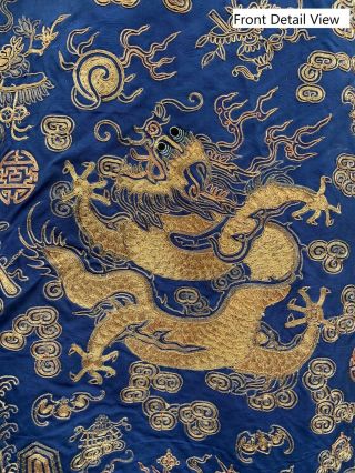 Antique Chinese Imperial Dragon Silk Robe With Gold Workmanship Qing Dynasty 6