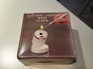 Vintage Vbright Electric Table Lighter With Clock Art Deco Vi - 702 Modern