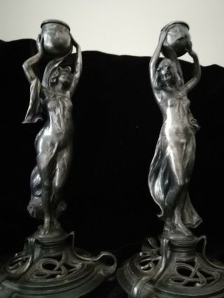 Outstanding,  Wmf Figural Art Nouveau Candlesticks.