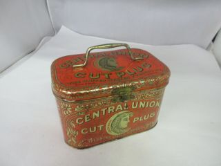 Vintage Advertising Empty Central Union Lunch Pail Tobacco Tin 127 - R