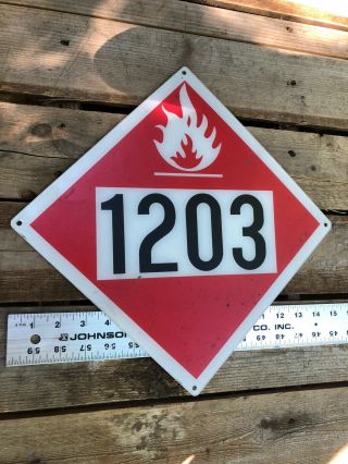 Vintage Sign Flammable 1203 Dot Safety Transportation Hazmat Truck Hazard Train
