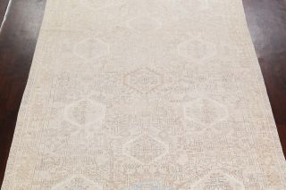 Antique Geometric Muted Beige/Blue 9x11 Gharajeh Heriz Area Rug Washed - out Color 3