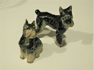 Miniature Schnauzers - 2 Vintage Bone China Dogs 1970s,  2 " Size
