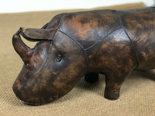 Vintage Leather Rhino Foot Stool Made in Spain Style of Omersa 26 