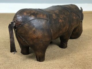 Vintage Leather Rhino Foot Stool Made in Spain Style of Omersa 26 