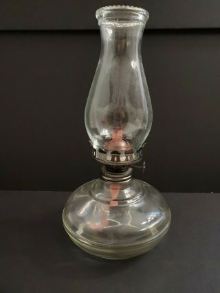 Vintage Anchor Hocking Clear Glass Hurricane Lamp 9.  5 "