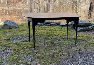 Vintage tiger maple kitchen dining table c1990 D.  R.  Dimes or Treharn w 2 leaves 3