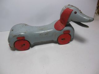 Vintage Marx Japan Tin Battery Op Toy Remote Control Dog Poor Cond Dachsund Grey