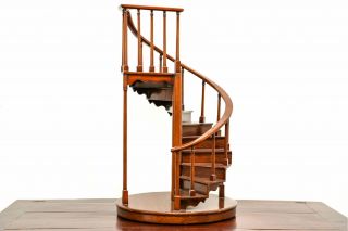 Maitland Smith’s 20th Century Mahogany Miniature Spiral Staircase Model