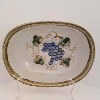 John B.  Taylor Vintage Blue Grape Oval Vegetable Bowl Pottery 9 - 1/2 "
