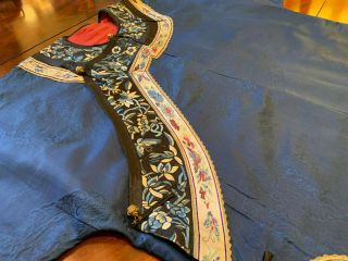 A Chinese Qing Dynasty Blue Silk Dragon Robe. 6