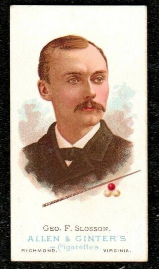 1888 Allen & Ginter The Worlds Champions Billiards Geo F Slosson Cigarette Card